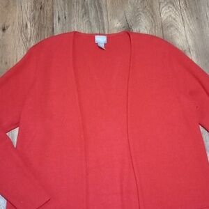 Chicos red open front cardigan